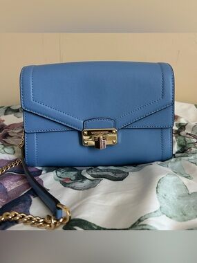 Michael Kors Blue Leather Bag with Gold Accents NWOT